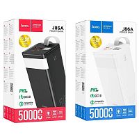 Мобильный аккумулятор Аккумулятор внешний HOCO J86A, Powermaster, 50000mAh, пластик, дисплей, 2 USB выхода, Type-C, QC3.0, PD3.0, 3,0А, цвет: белый (1/13) (6931474759245)
