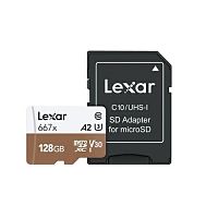 MicroSD  128GB  Lexar Class 10 U3 A1 V30 667х + SD адаптер