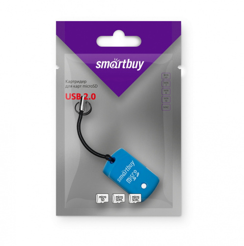 Картридер Smartbuy MicroSD, (SBR-706-B), голубой (1/20)