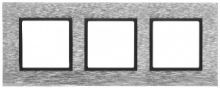 Рамка ЭРА, серии ЭРА Elegance, скрытой установки, на 3 поста, металл, сталь+антр