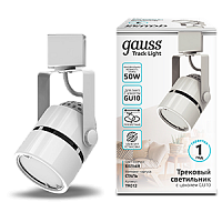 Светильник GAUSS трековый цилиндр GU10 220V IP20 60*145мм белый однофазный 1/50 (TR012)