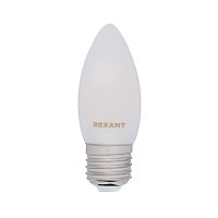 Лампа светодиодная REXANT филаментная Свеча CN35 9,5 Вт 915 Лм 2700K E27 матовая колба (10/100) (604-097)