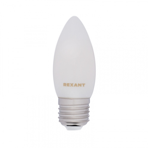 Лампа светодиодная REXANT филаментная Свеча CN35 9.5 Вт 915 Лм 2700K E27 матовая колба (10/100)