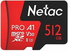 Карта памяти MicroSDXC  512GB  Netac  P500  Extreme Pro  Class 10 UHS-I A1 V30 (100 Mb/s) без адаптера (NT02P500PRO-512G-S)