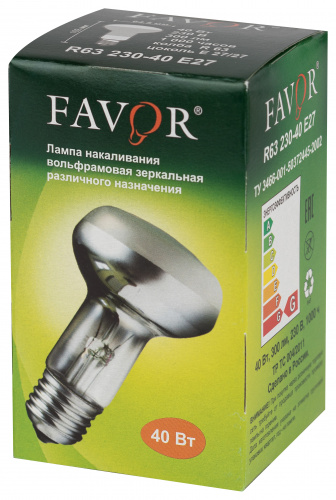 Лампа Favor накаливания R63 40Вт E27 / Е27 230В рефлектор (1/50) (Б0056144) фото 3