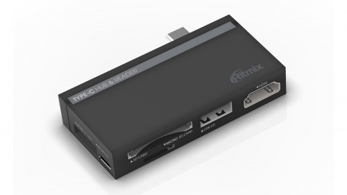 Мультиадаптер RITMIX Type-C HUB CR-4630, USB type C → USB2.0, MicroUSB, SD, MicroSD×2, HDMI (1/100) (80000728) фото 4