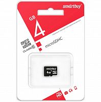 Карта памяти MicroSD  4GB  Smart Buy Class 10 без адаптера (SB4GBSDCL10-00)
