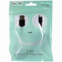 Кабель USB - микро USB HOCO X13 Easy, 1.0м, круглый, 2.4A, силикон, цвет: чёрный (1/36/360)