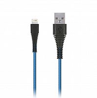 Дата-кабель Smartbuy USB - micro USB, "карбон", экстрапрочный, 1.0 м, до 2А, синий (iK-10n-2 blue)