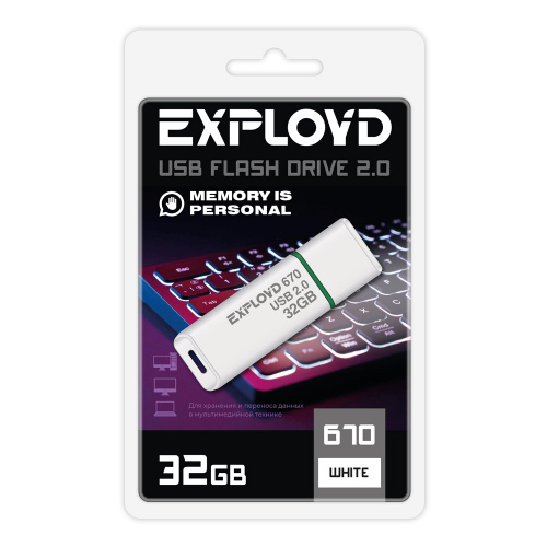 Флеш-накопитель USB  32GB  Exployd  670  белый (EX-32GB-670-White)