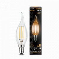 Лампа светодиодная GAUSS Filament Свеча на ветру 5W 420lm 2700К Е14 1/10/50 (104801105)