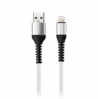 Кабель SMART BUY для iPhone USB 2.0 - 8 pin Lightning, спиральный, белый, 1 м. (1/500) (iK-512sp white)