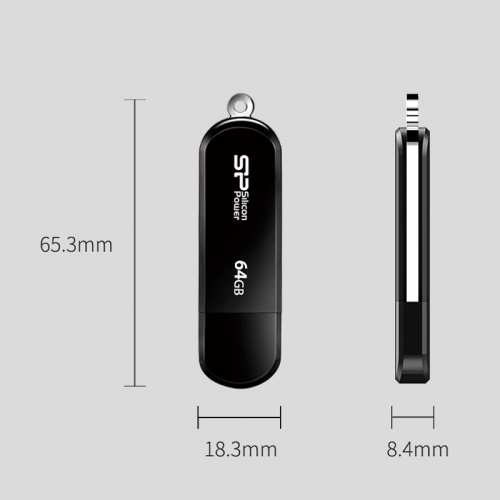 Флеш-накопитель USB  64GB  Silicon Power  LuxMini 322 черный (SP064GBUF2322V1K) фото 4