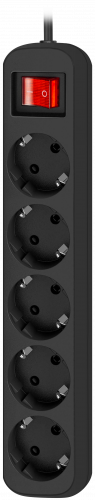 Удлинитель DEFENDER G550 5 розеток, ПВС 3*1,0 мм2, мощность 2200 Вт, ток 10А, черный, с/з, выключатель, 5,0 м (1/35) (99343) фото 6