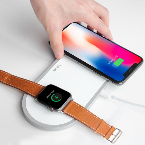 Устройство зарядное беспроводное HOCO CW20, Wisdom, для смартфонов и Apple Watch, 2000mA, пластик, Qi, цвет: белый (1/95) (6931474706553) фото 4