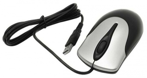 Мышь проводная GENIUS NetScroll 100 v2, оптическая, разрешение 1000 DPI, кабель 1.5 м, серебристо-черный (1/100) (31010001401) фото 3
