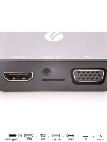 USB-концентратор USB3.1 Type-CM-->HDMI +VGA+3XUSB +PD charging+TF+AUDIO,Aluminum Shell, VCOM <CU425> (1/100) (CU425M) фото 12