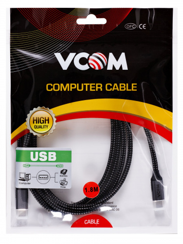 Кабель USB3.2 Gen2X2, CM->CM, 20Gbs, 100WT, 4KX60Hz, All shell, 1.8m  VCOM <CU420M-1.8M> (1/125) фото 2