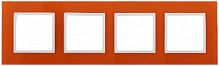 Рамка ЭРА, серии ЭРА Elegance, скрытой установки, на 4 поста, стекло, оранжевый+бел