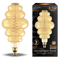 Лампа светодиодная GAUSS Filament Honeycomb GAUSS E27 8.5W Amber 660lm 2000K 1/2