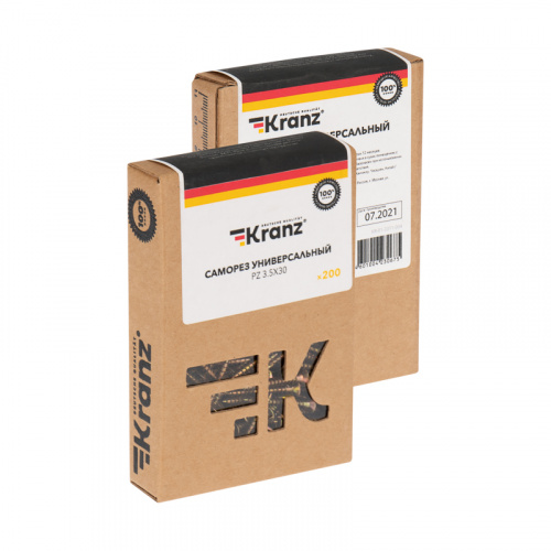 Саморез универсальный KRANZ 3.5х30, желтый цинк, упаковка поставщика ( 16 000 шт. ) (16000/16000) фото 3