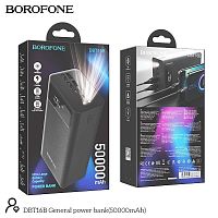 Аккумулятор внешний Borofone DBT16B, 50 000mAh, пластик, 4 USB выхода,Type-C, QC 3.0, LED, цвет: чёрный (1/12)
