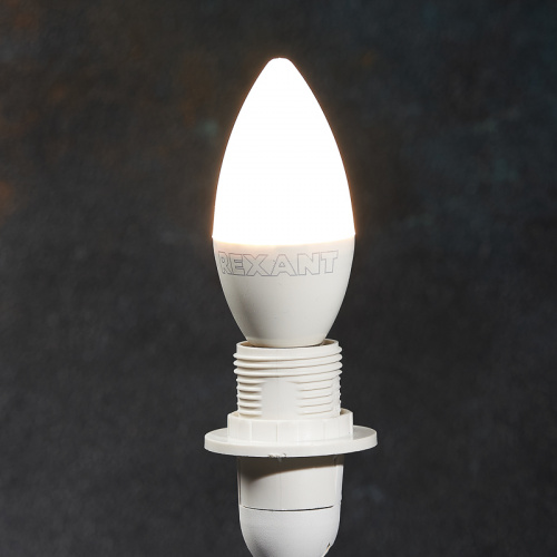 Лампа светодиодная REXANT Свеча CN 7,5 Вт E14 713 лм 2700 K теплый свет (1/10/100) (604-017) фото 2
