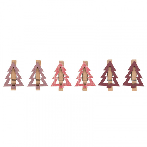 Прищепки деревянные NEON-NIGHT "Елочки" 14.5x4.5x1.6 cм, 6 шт. розовые (1/300) (504-032)