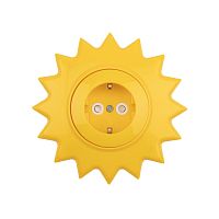 Розетка одноместная KRANZ HAPPY Солнце с/у с заземлением и защитными шторками, желтая (1/168)