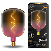 Лампа светодиодная GAUSS Filament V140 5W 200lm 1800К Е27 pink-clear flexible 1/6 (1010802105)