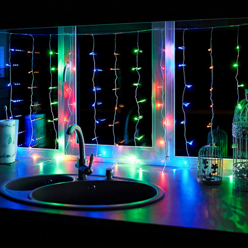 Гирлянда NEON-NIGHT "Светодиодный Дождь" 1,5х1м, свечение с динамикой, прозрачный провод, 230 В, диоды МУЛЬТИКОЛОР (1/48) фото 3