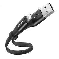 Кабель USB - 8 pin, микро USB Baseus Two-in-One, 0.23м, плоский, 2.0A, силикон, двусторонний, цвет: чёрный
