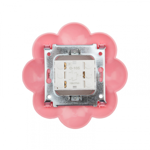 Выключатель двухклавишный KRANZ HAPPY Цветок с/у, белый/розовый (1/14) фото 3