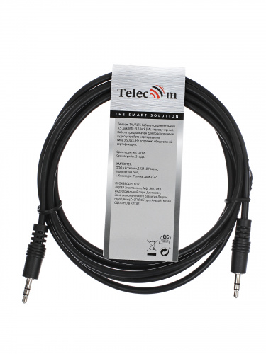 Кабель соединительный TELECOM 3.5 Jack (M) / 3.5 Jack (M), стерео, аудио, 2 м. (1/250) (TAV7175-2M) фото 3