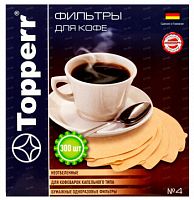 Фильтры для кофе для кофеварок Topperr №4 3047 коричневый 4 (упак.:300шт)