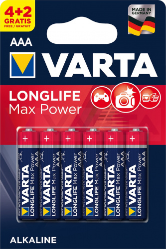 Элемент питания VARTA  LR03 LONGLIFE MAX POWER   (4+2 бл)   (6/60/300) (04703101436)