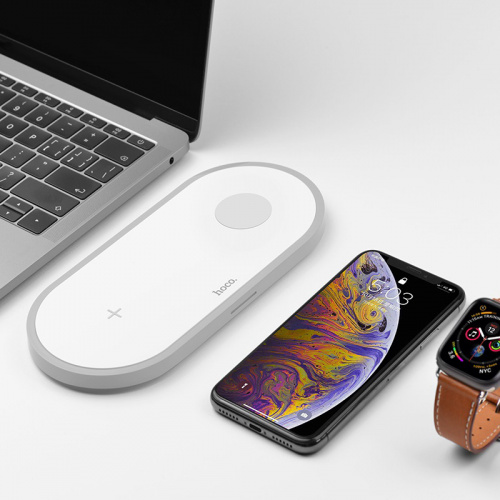 Устройство зарядное беспроводное HOCO CW20, Wisdom, для смартфонов и Apple Watch, 2000mA, пластик, Qi, цвет: белый (1/95) (6931474706553) фото 6