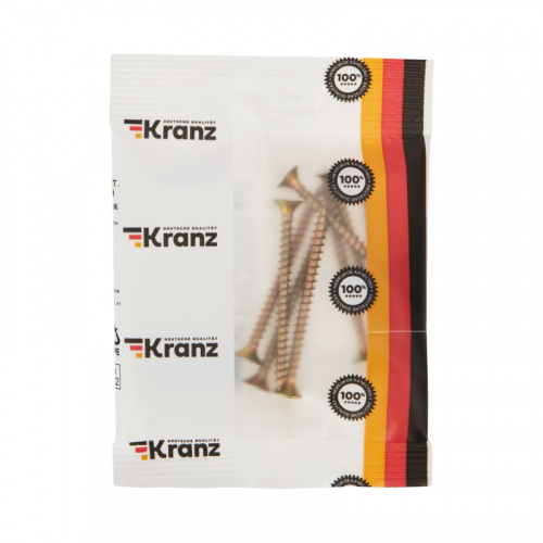 Саморез универсальный KRANZ 5х60, желтый цинк, пакет (10шт.) фото 3