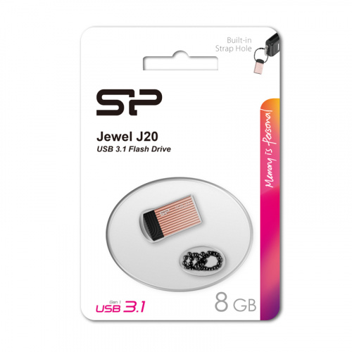 Флеш-накопитель USB 3.1  8GB  Silicon Power  Jewel J20  розовый (SP008GBUF3J20V1P) фото 10