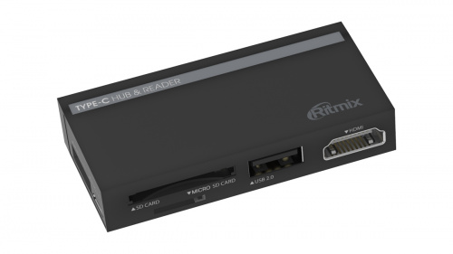 Мультиадаптер RITMIX Type-C HUB CR-4630, USB type C → USB2.0, MicroUSB, SD, MicroSD×2, HDMI (1/100) (80000728) фото 3
