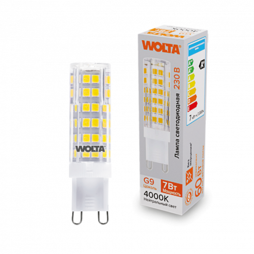 Лампа светодиодная WOLTA G9 (керамика) JCD 7Вт 600лм 4000K 1/10/100/1000 (WSTD-JCD-7W4KG9-C)