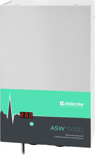 Стабилизатор напряжения DEFENDER ASW 1500D настенный 900Вт толщина 65мм, 2 розетки (1/4) (99046) фото 3