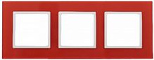 Рамка ЭРА, серии ЭРА Elegance, скрытой установки, на 3 поста, стекло, красный+бел