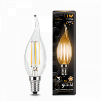 Лампа светодиодная GAUSS "Филамент" Свеча на ветру E14 11W 720lm 2700K 1/10/50