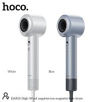 Фен HOCO DAR01 High Wind, 1400Вт, 2 насадки, кабель 1.8м цвет: белый (1/9) (6942007606233)