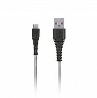 Дата-кабель Smartbuy USB - micro USB, "карбон", экстрапрочный, 1.0 м, до 2А, белый (iK-10n-2 white)