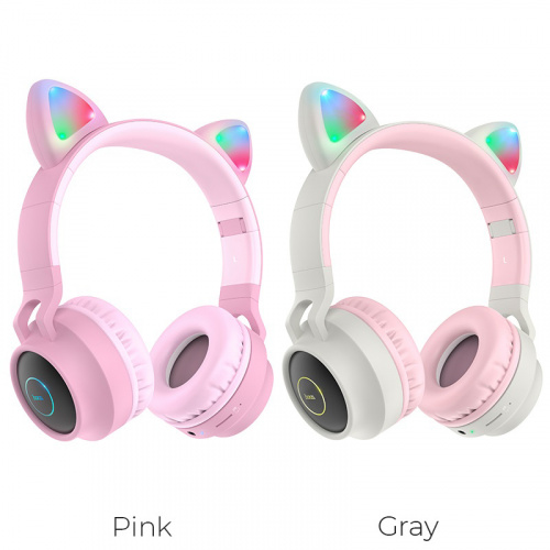 Наушники полноразмерные HOCO W27 Cat Ear, bluetooth, цвет: розовый (1/30) (6931474718464) фото 3