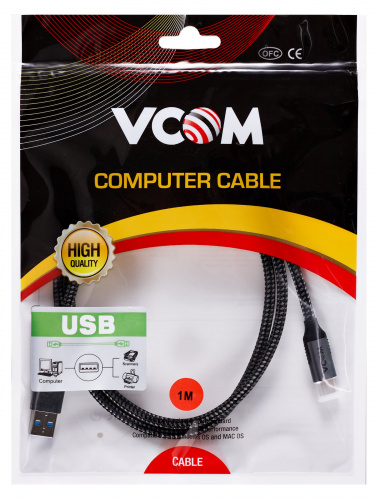 Кабель USB3.2 Gen2, AM->CM, 10Gbs, All Shell 1м VCOM <CU401M-1M> (1/150) фото 2