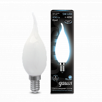 Лампа светодиодная GAUSS Filament Свеча на ветру 5W 450lm 4100К Е14 milky 1/10/50 (104201205)