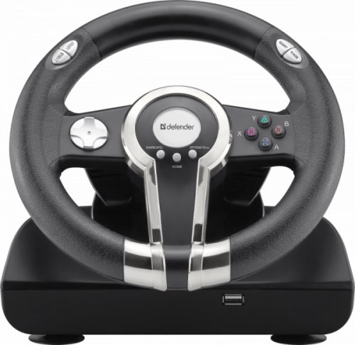 Игровой руль DEFENDER Gotcha PC/PS3,12 кнопок, педали, черный/серый (1/4) (64398)